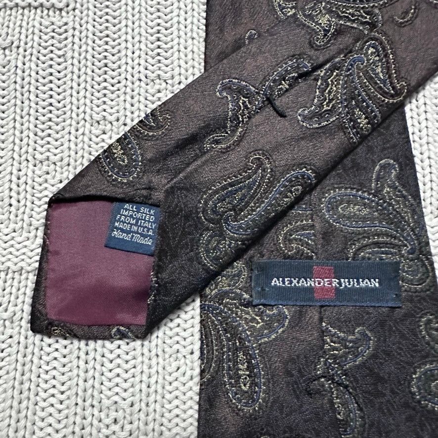 Alexander Julian Alexander Julian brown paisley silk tie Size ONE SIZE - 3 Thumbnail