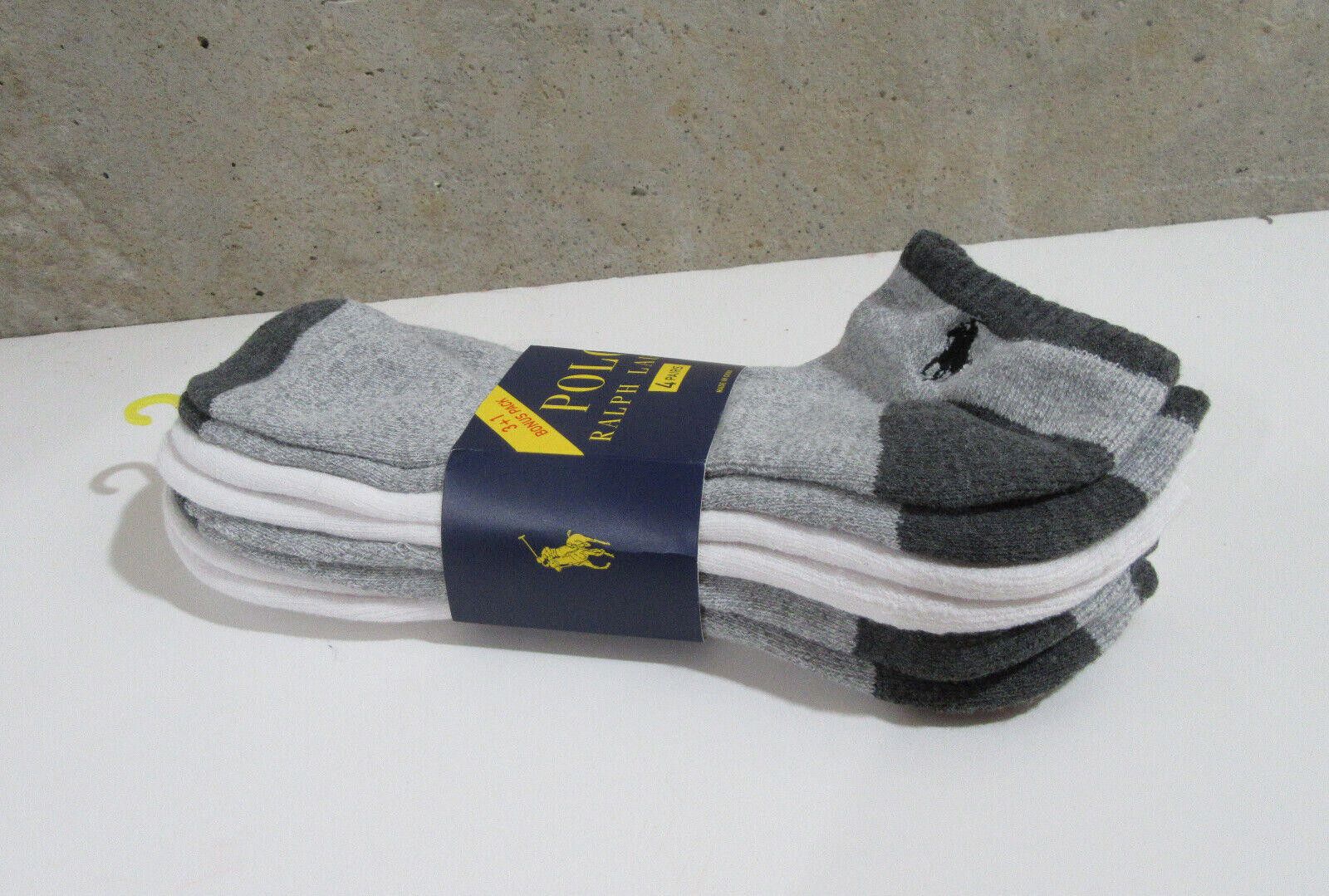 Polo Ralph Lauren Polo Ralph Lauren Mens Low Cut Socks White and Grey 4 pack Size ONE SIZE - 3 Thumbnail