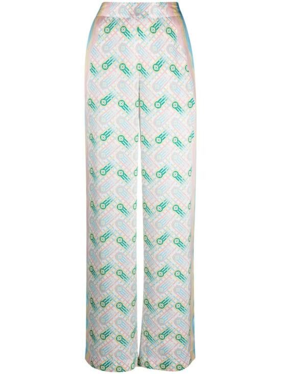 Casablanca CASABLANCA Women Straight Pants WPS24TR15201 PINGPONGPRINT White Size 26" / US 2 / IT 38 - 1 Thumbnail