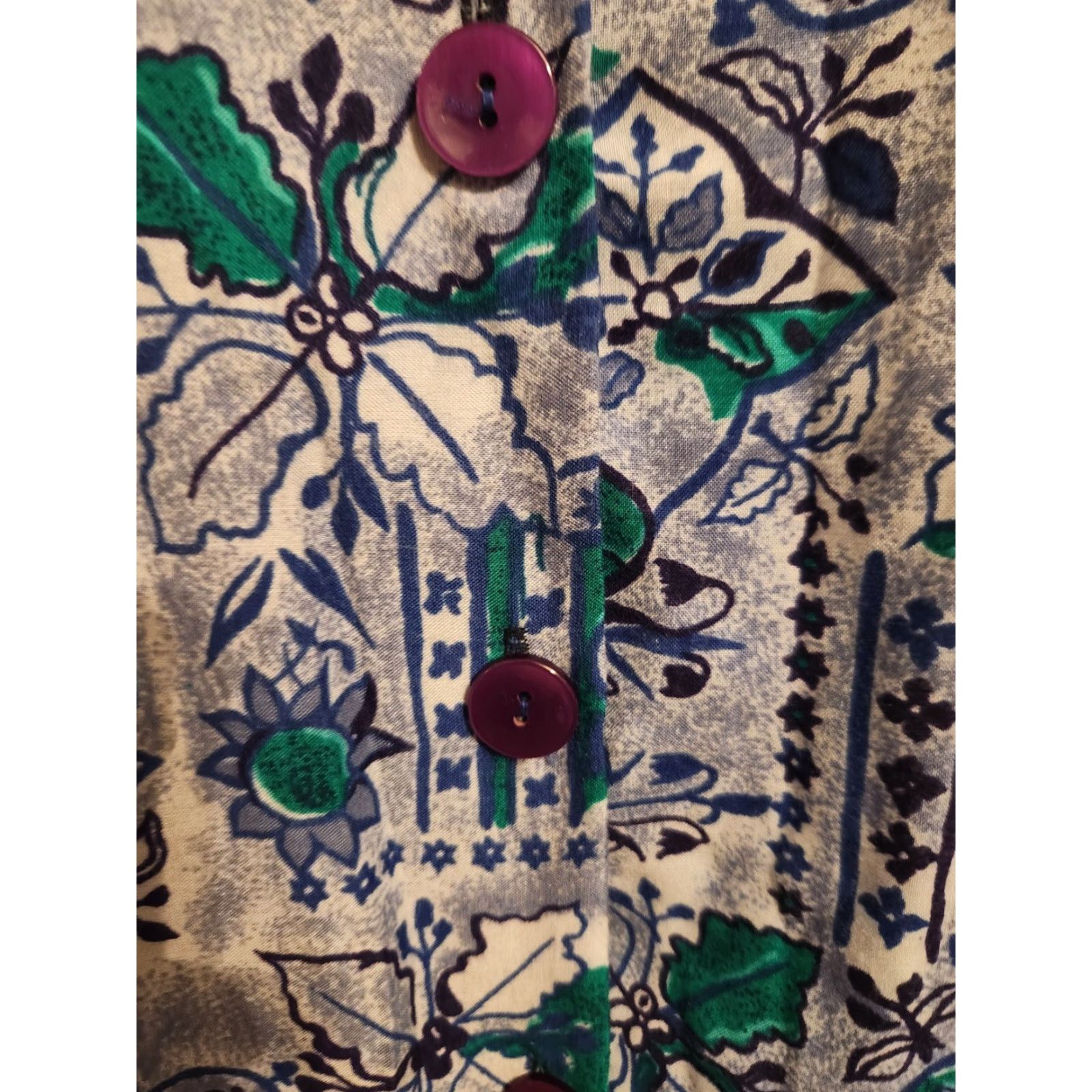 Vintage VINTAGE Gianna Blue Floral Print Hawaiian Top Shirt Sz M Mens Women? Size M / US 6-8 / IT 42-44 - 4 Thumbnail