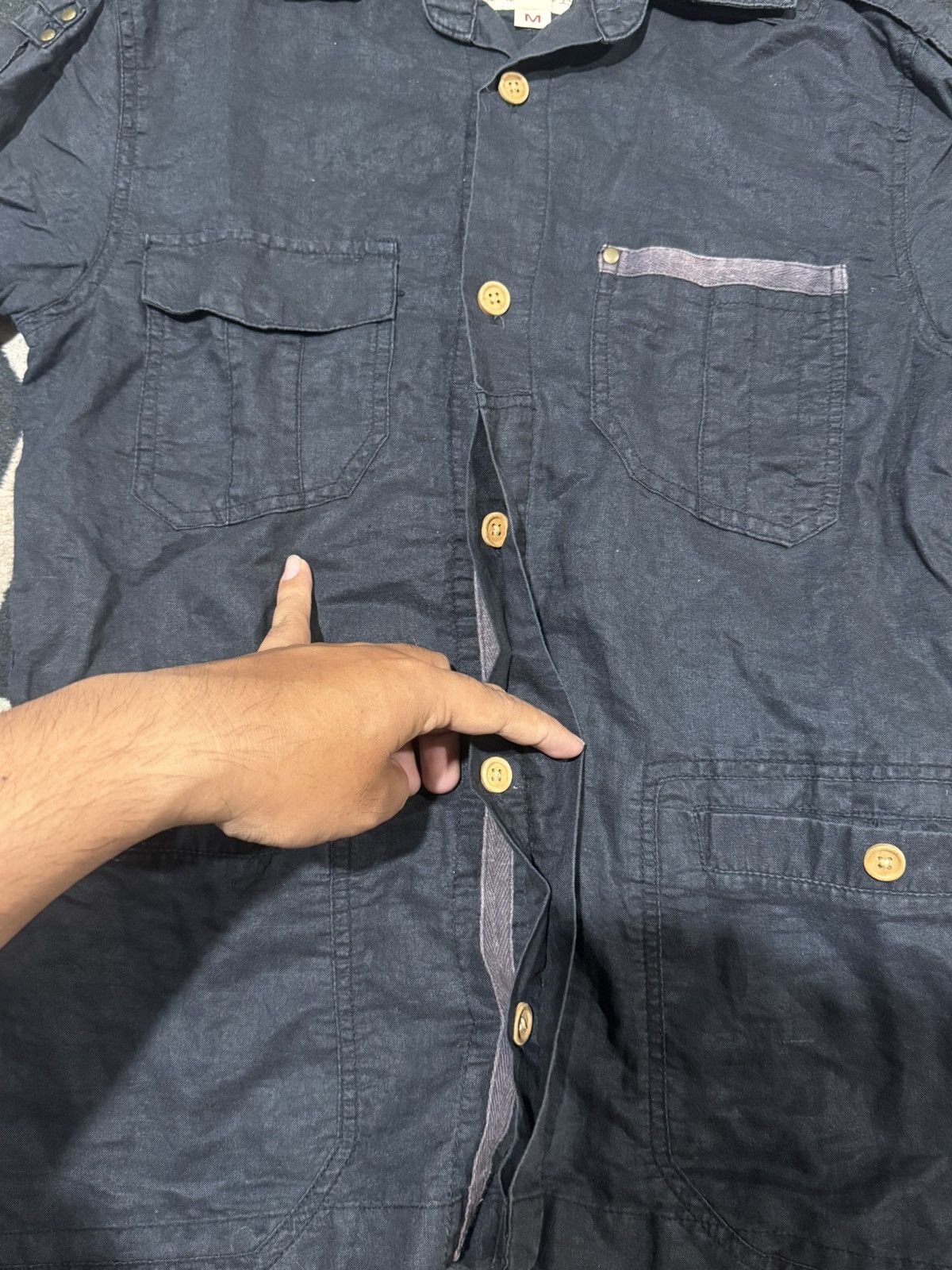 Yohji Yamamoto Linen Button Down Shirt Multi Pocket Japanese styled Size US M / EU 48-50 / 2 - 5 Thumbnail