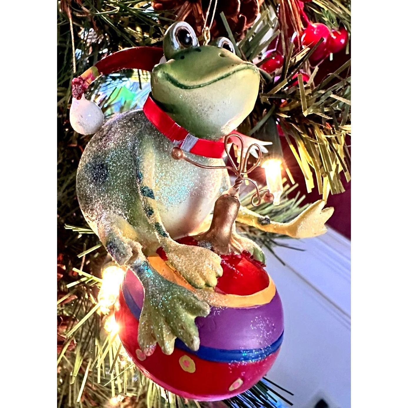 Vintage Vintage Frog Ornament Christmas Sitting On Ornament Whimsica Size ONE SIZE - 9 Thumbnail