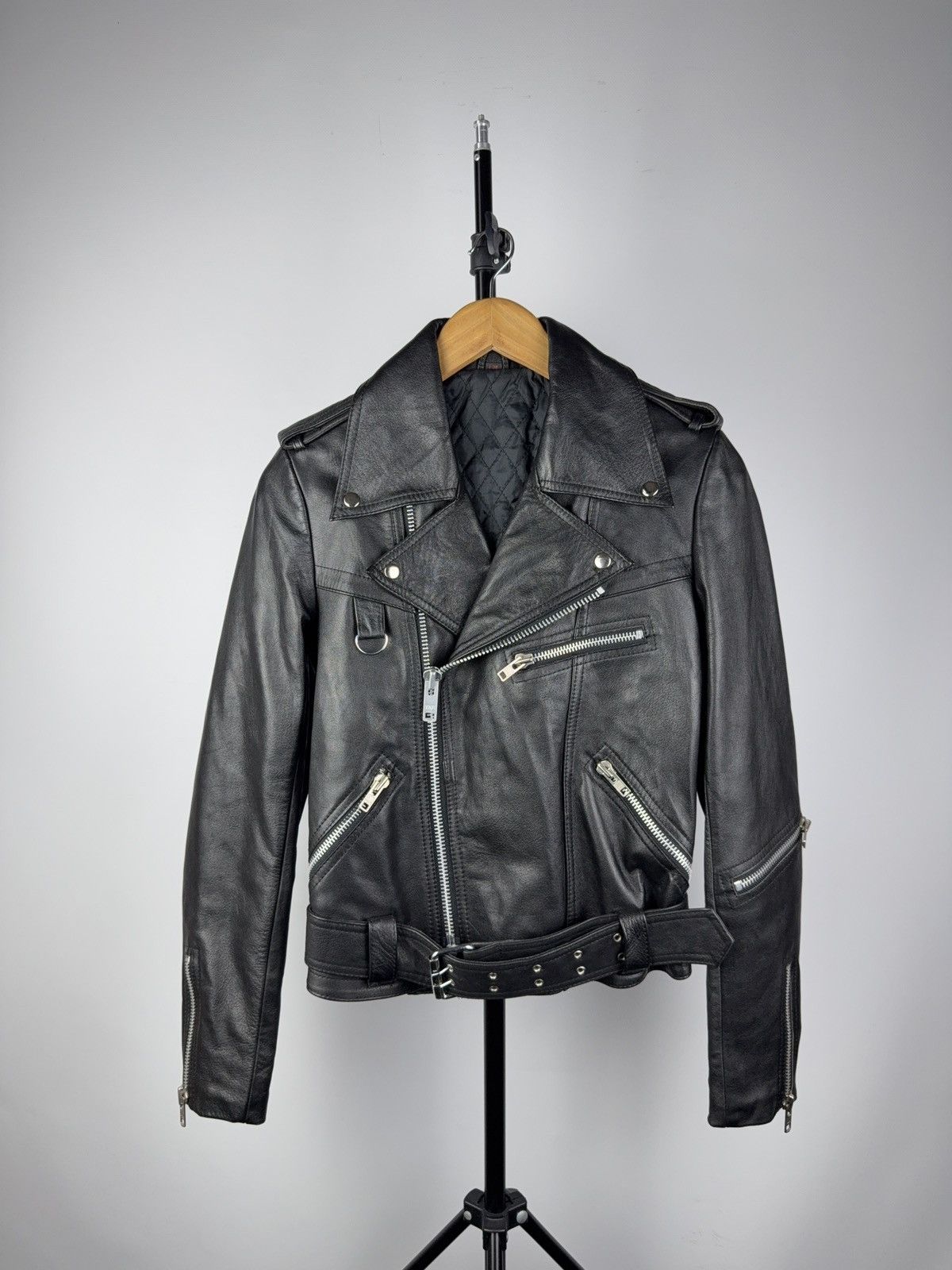 Leather Vintage Genuine Leather MOTO Bomber Jacket Rock Punk Rick Size S / US 4 / IT 40 - 1 Thumbnail