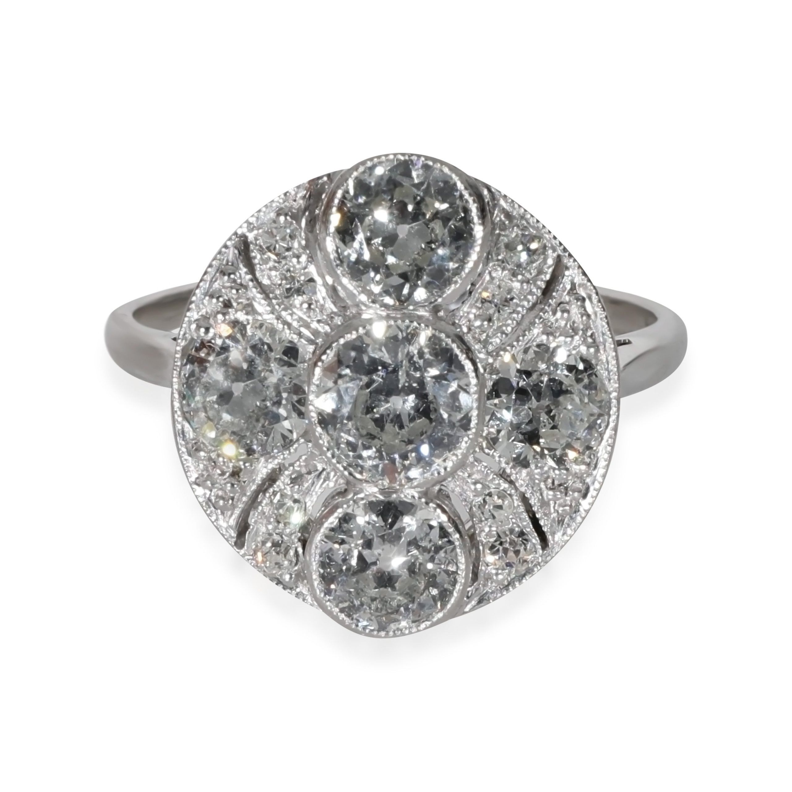 image of Tiffany Co Vintage Diamond Cluster Ring In Platinum 1.40 Ctw in Silver, Women's