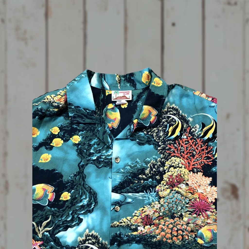 Evergreen Evergreen Island Hawaiian Shirt Mens Large Ocean Fish Coral Dolphin Tropical Size US L / EU 52-54 / 3 - 1 Thumbnail