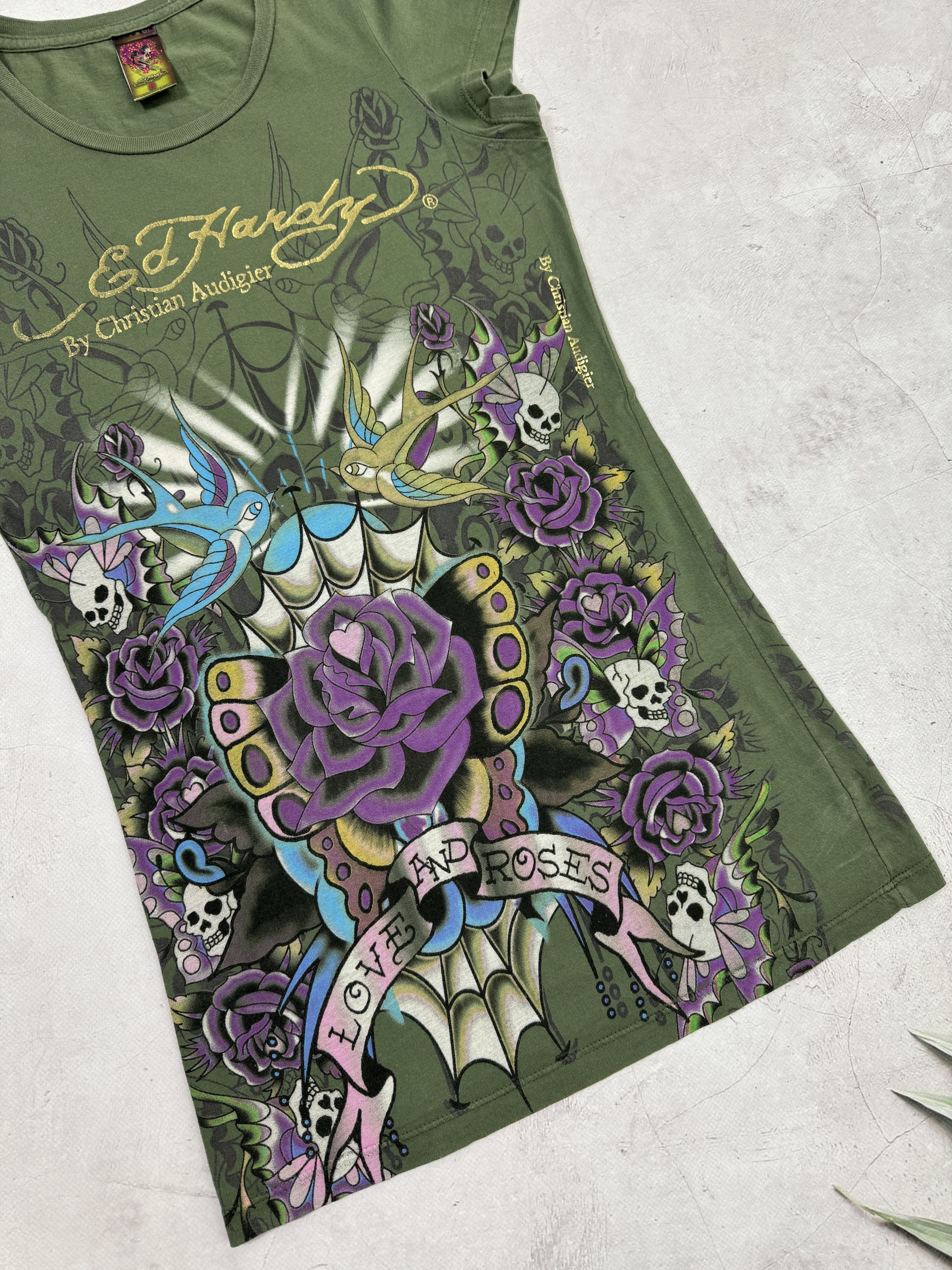 Christian Audigier × Ed Hardy Ed Hardy Mini Dress Tunica Love and Roses Skull & Bird Size S / US 4 / IT 40 - 10 Thumbnail