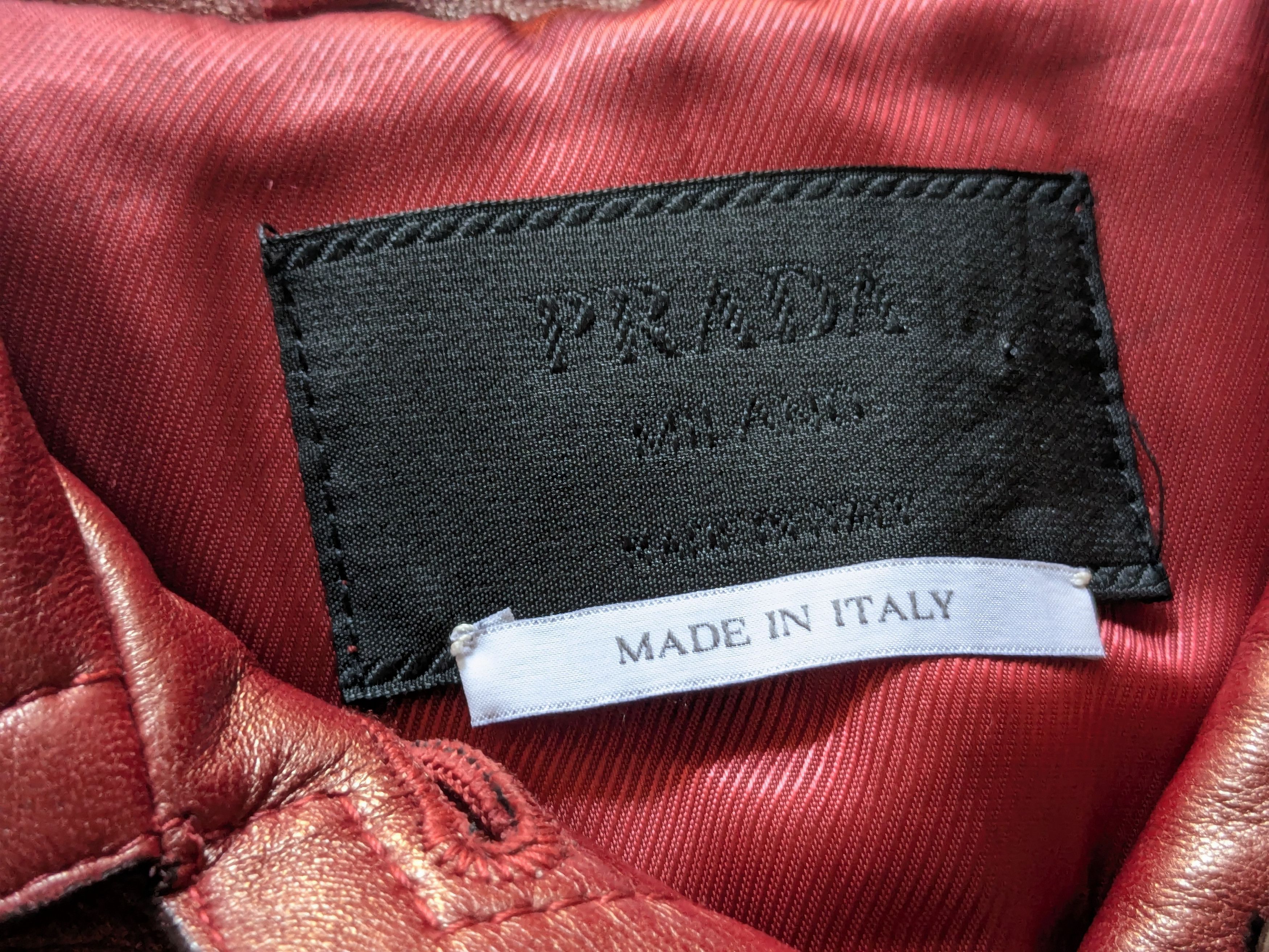 Prada Prada Leather Jacket Red 44 Button Blazer Coat Size M / US 6-8 / IT 42-44 - 7 Thumbnail