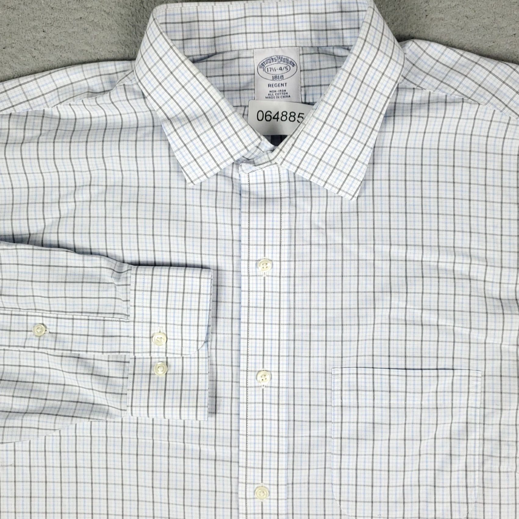 Brooks Brothers Brooks Brothers Shirt Mens 17.5 Blue Plaid Regent Dress Button Up Long Sleeve Size 46R - 2 Thumbnail