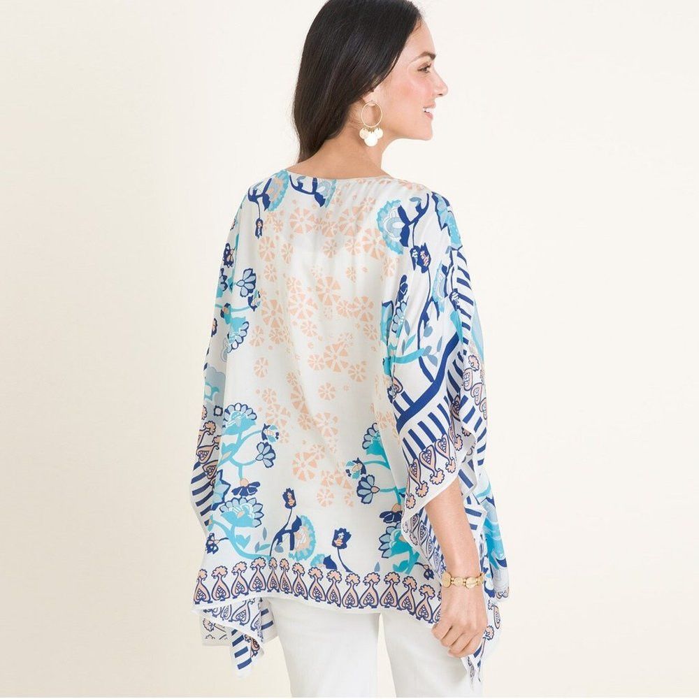 Chicos New Chico's Floral Multi-Print Poncho Size S/M Size M / US 6-8 / IT 42-44 - 3 Thumbnail