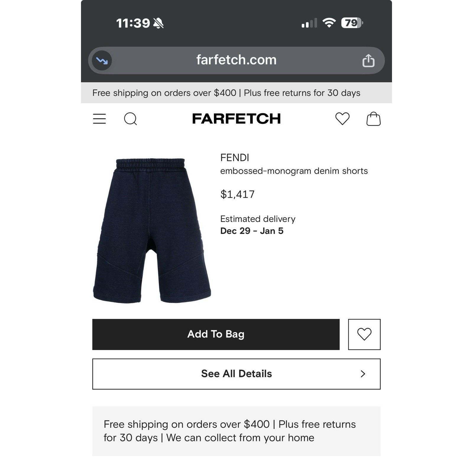 Fendi FENDI embossed-monogram denim shorts Size US 38 / EU 54 - 7 Thumbnail