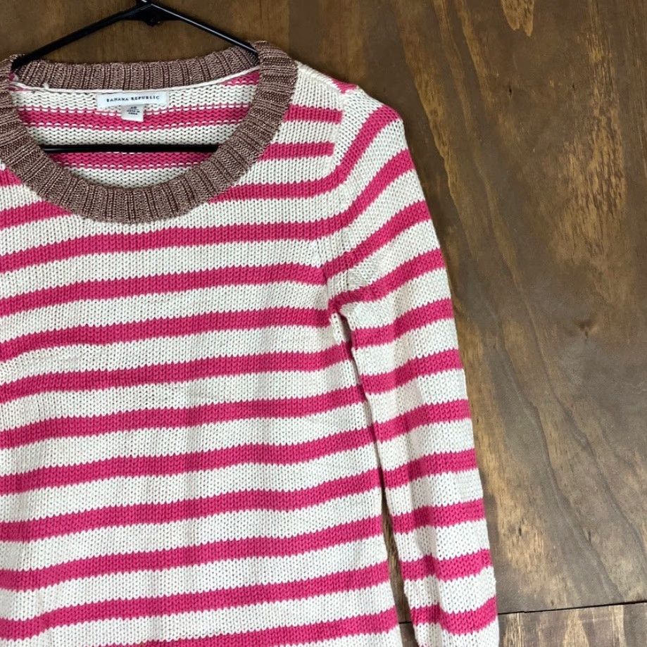 Banana Republic Banana Republic Womens Sweater White Pink Striped Crew Neck Long Sleeve XS Size XS / US 0-2 / IT 36-38 - 5 Thumbnail