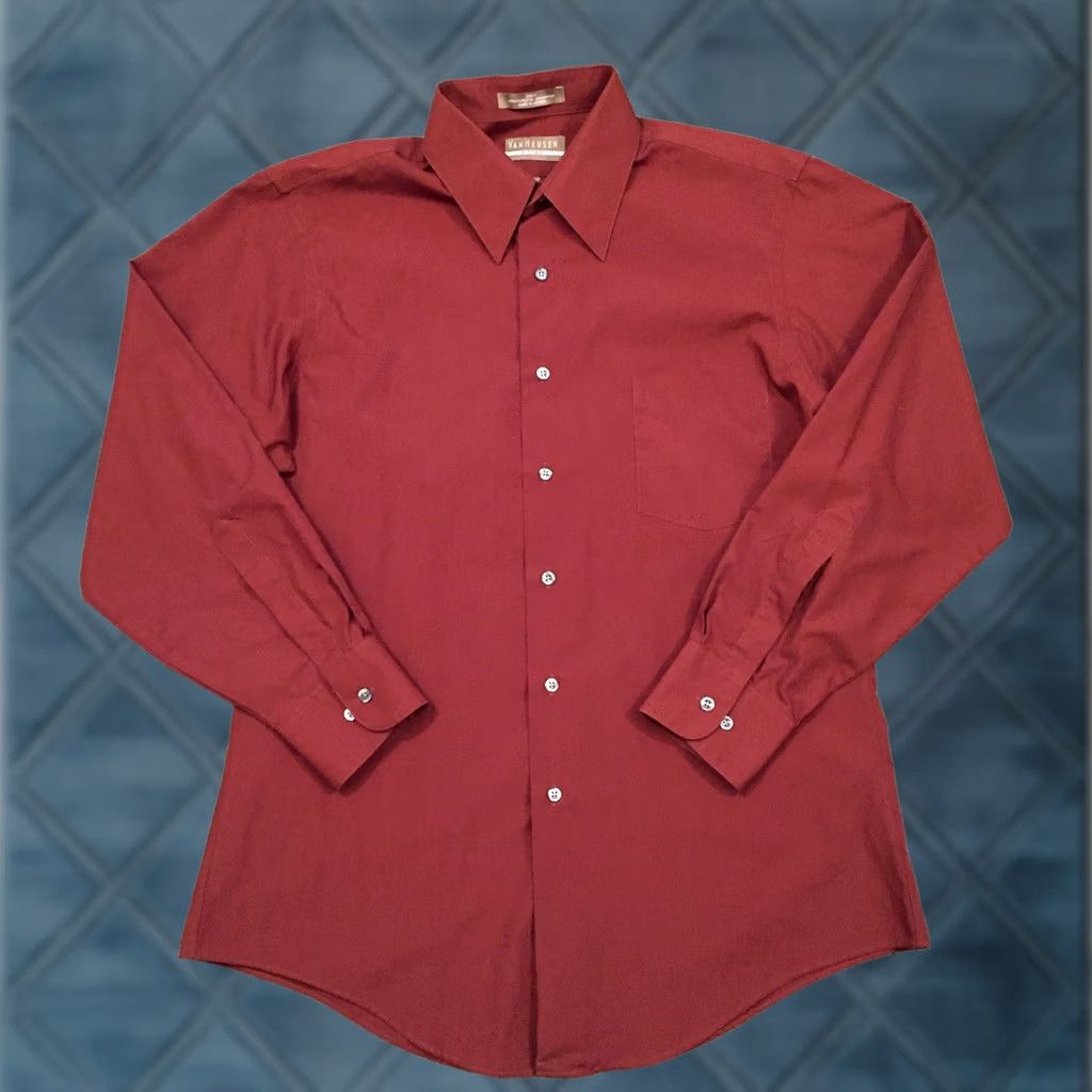 Van Heusen Van Heusen Shirt Mens Large Dark Orange Long Sleeve Button-Up Fitted Poplin Size US L / EU 52-54 / 3 - 1 Thumbnail