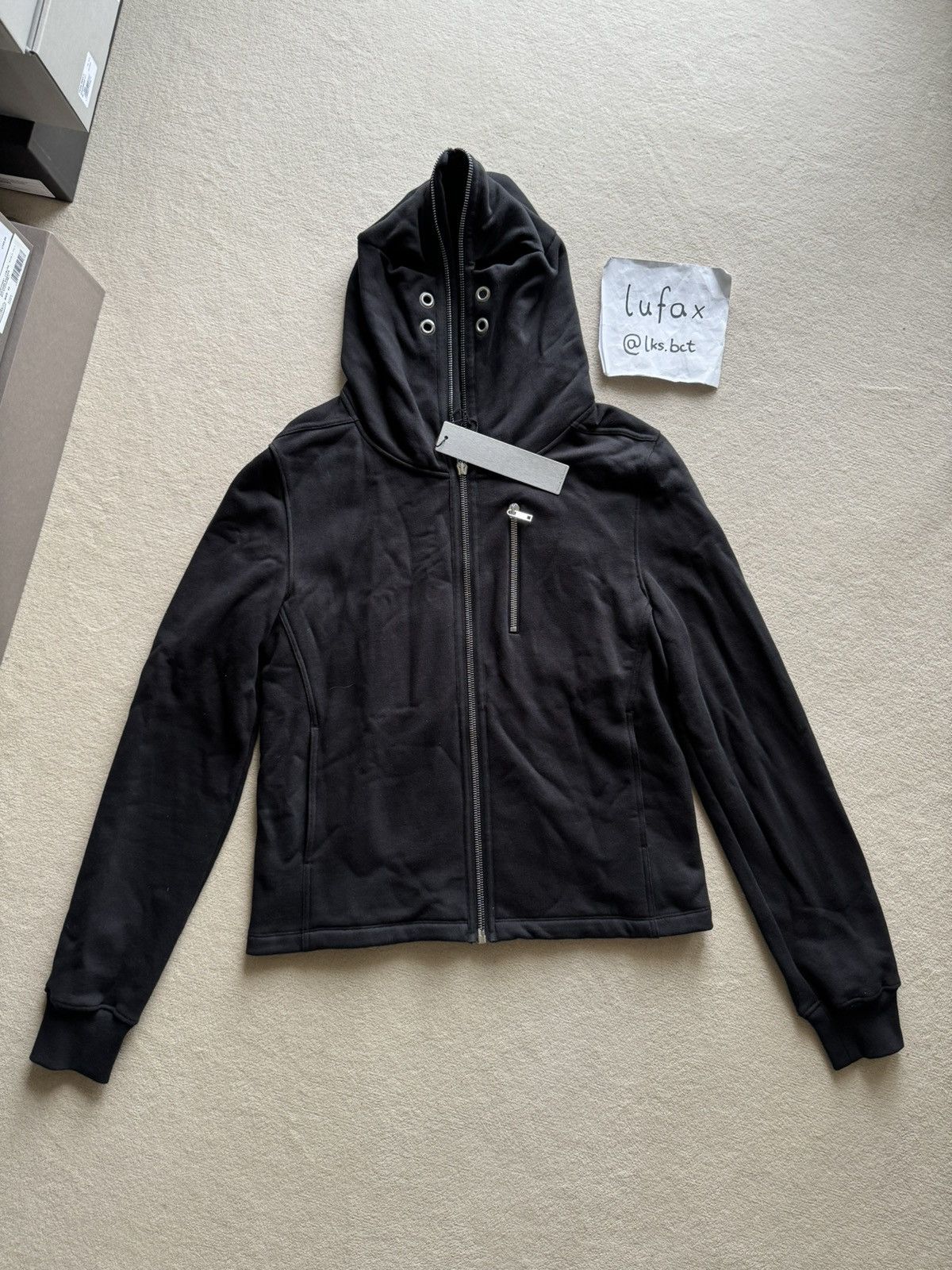 image of Rick Owens New | Sample Fw22 Strobe Runway Gimp Zip Up With Eyelets in Black, Men's (Size Medium)
