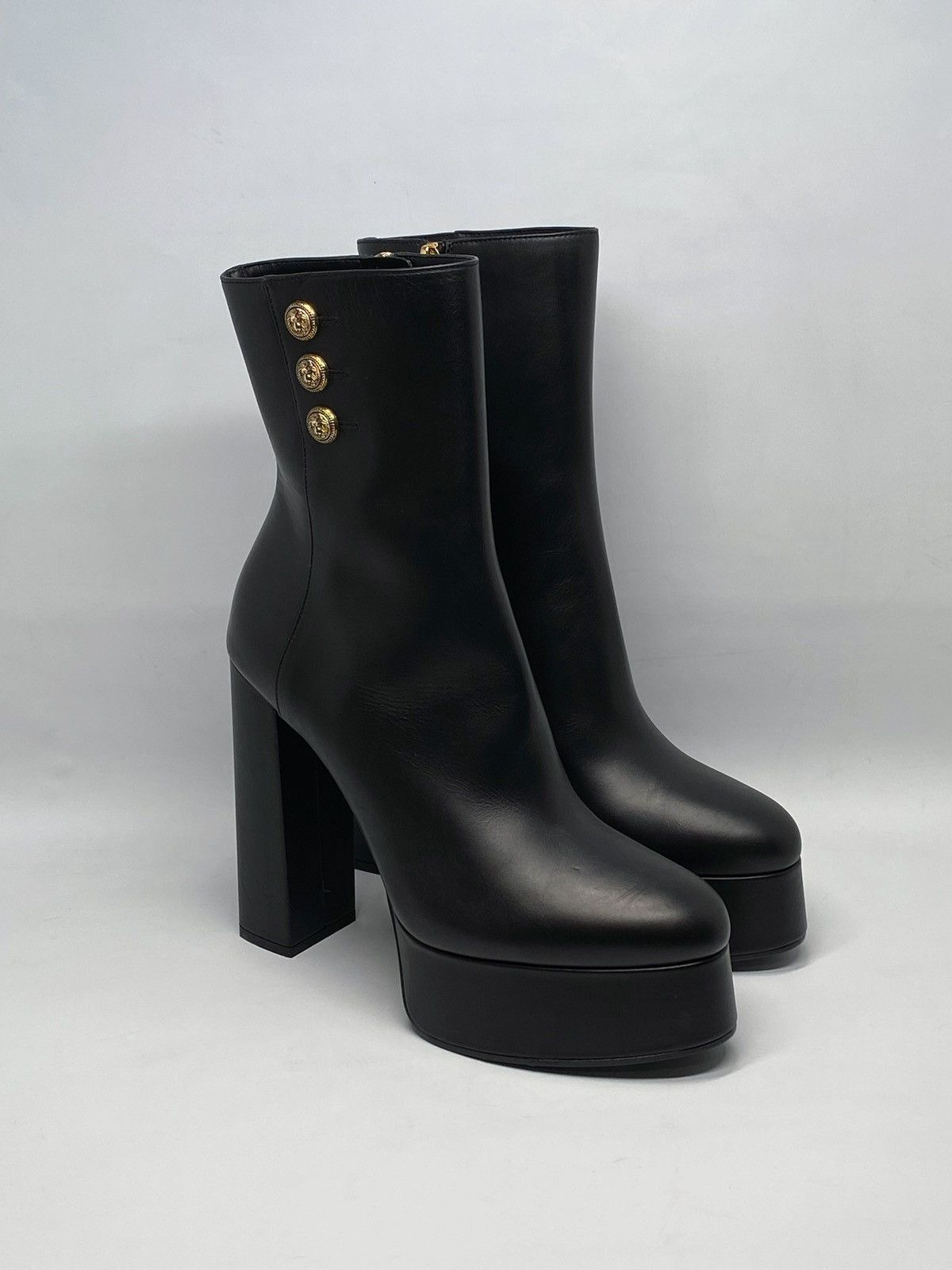 Balmain Balmain Brune Leather Platform Ankle Boots size 39.5 Size US 9.5 / IT 39.5 - 4 Thumbnail