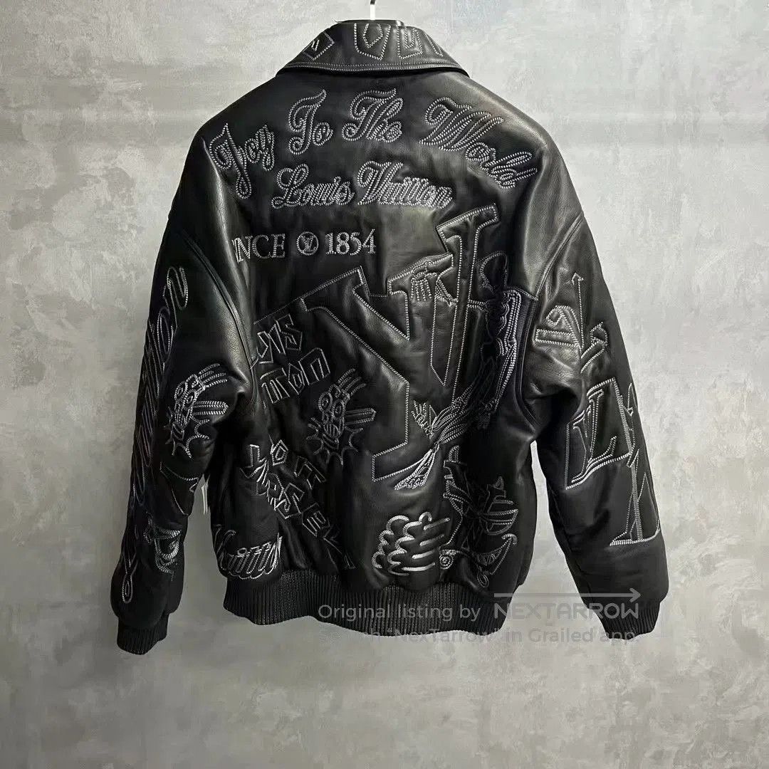 Louis Vuitton black embroidered leather pilot jacket. Size US M / EU 48-50 / 2 - 4 Thumbnail
