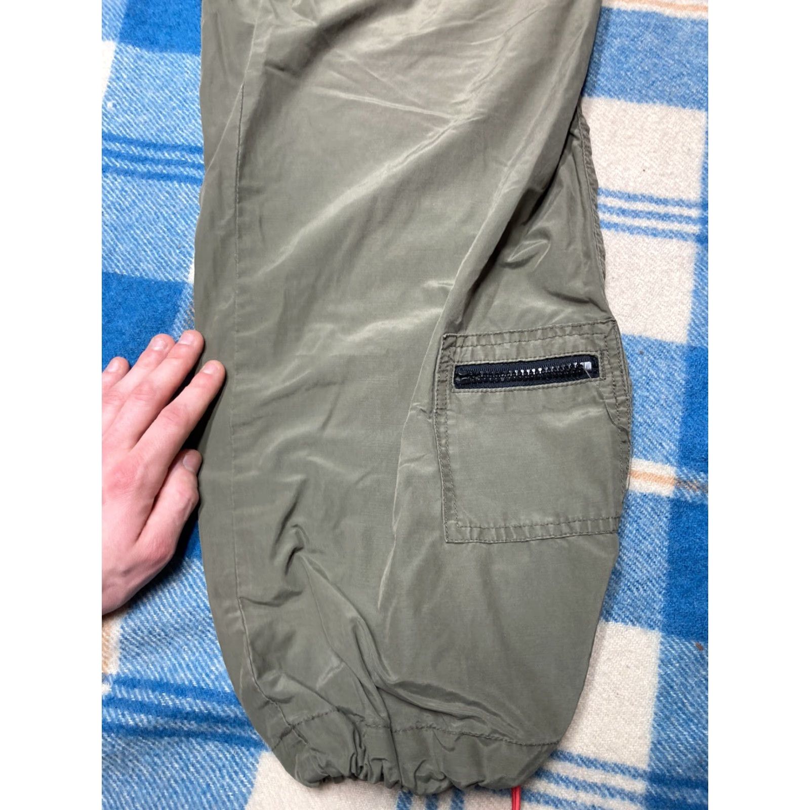 Olive VINTAGE Cargo Pants Womens Pants Drawstring Zipper Olive Green Baggy Y2K 32 Green Military Style Size 24" / US 00 / IT 34 - 3 Thumbnail