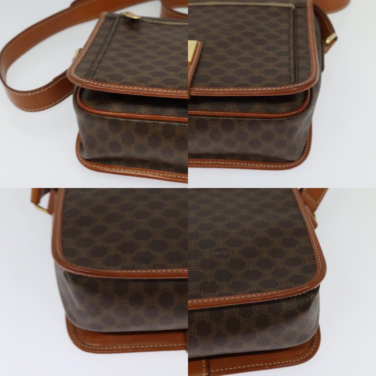 Celine CELINE Macadam Canvas Shoulder Bag Pvc Leather Brown Gold Size ONE SIZE - 10 Thumbnail