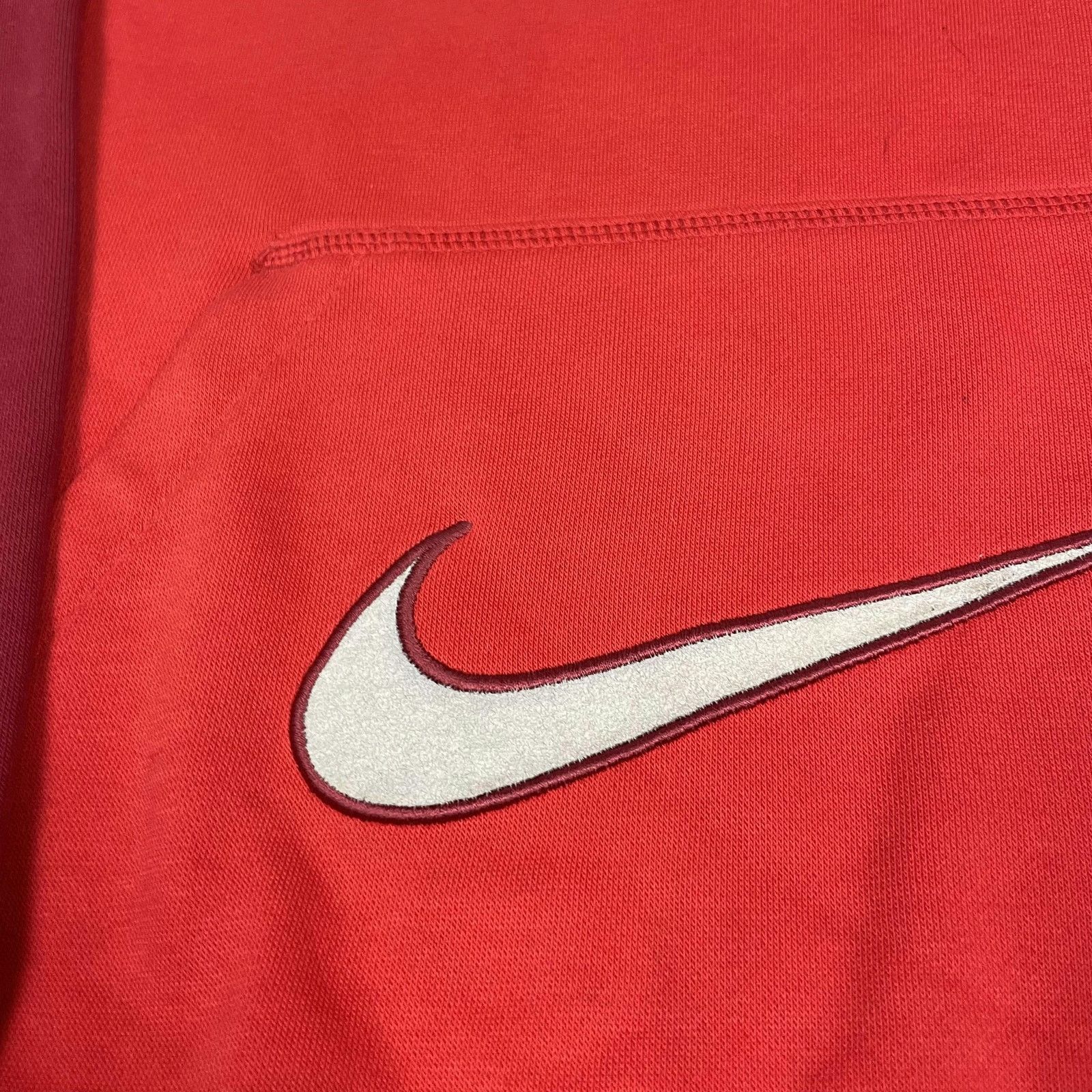 Nike × Vintage Nike Red Fleece Swoosh Raglan Sleeve Pullover Hoodie L Size L / US 10 / IT 46 - 5 Thumbnail