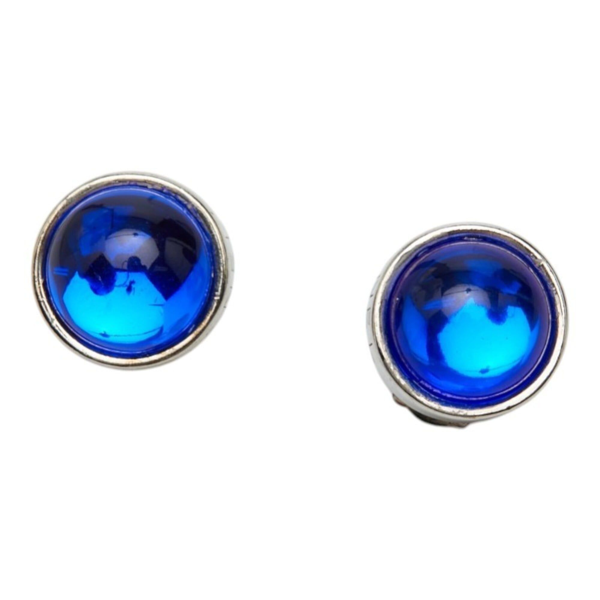 Chanel Chanel Logo Gripoix Earrings, Silver and Blue Metal, Women's, CHANEL Size ONE SIZE - 1 Thumbnail