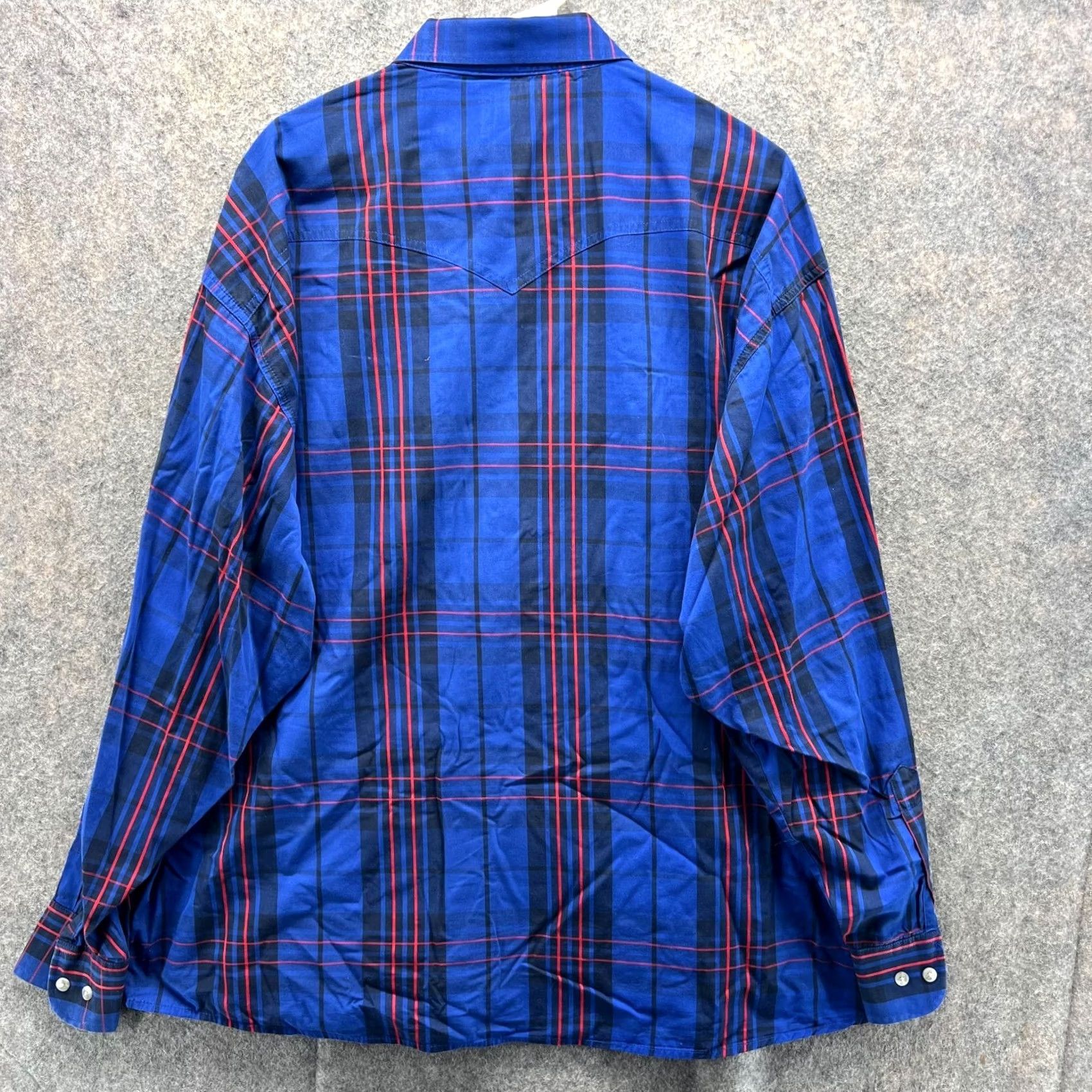 Wrangler Wrangler Shirt Men XXL Blue Plaid Button Up Western Cowboy Vtg Modern Fit Button-Down Collared Long Sleeve 54in Chest Blue 2XL Regular 54in Size US XXL / EU 58 / 5 - 2 Thumbnail