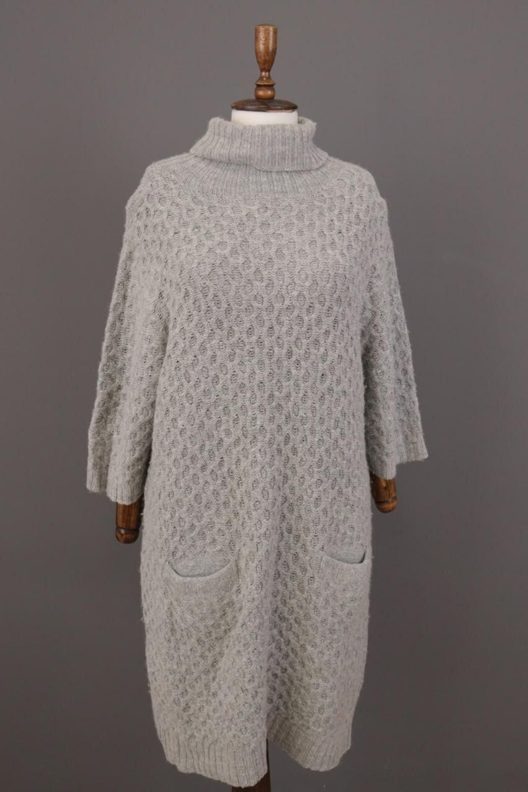 Designer Cop. Copine Madec Pull Gray Linen Sweater Dress Size M Size M / US 6-8 / IT 42-44 - 1 Thumbnail