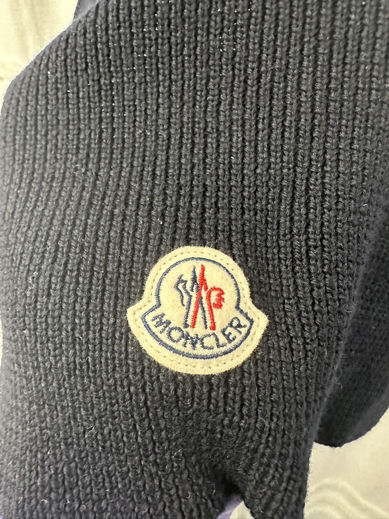 Moncler Dark Navy Wool Knitted Scarf Size ONE SIZE - 2 Thumbnail