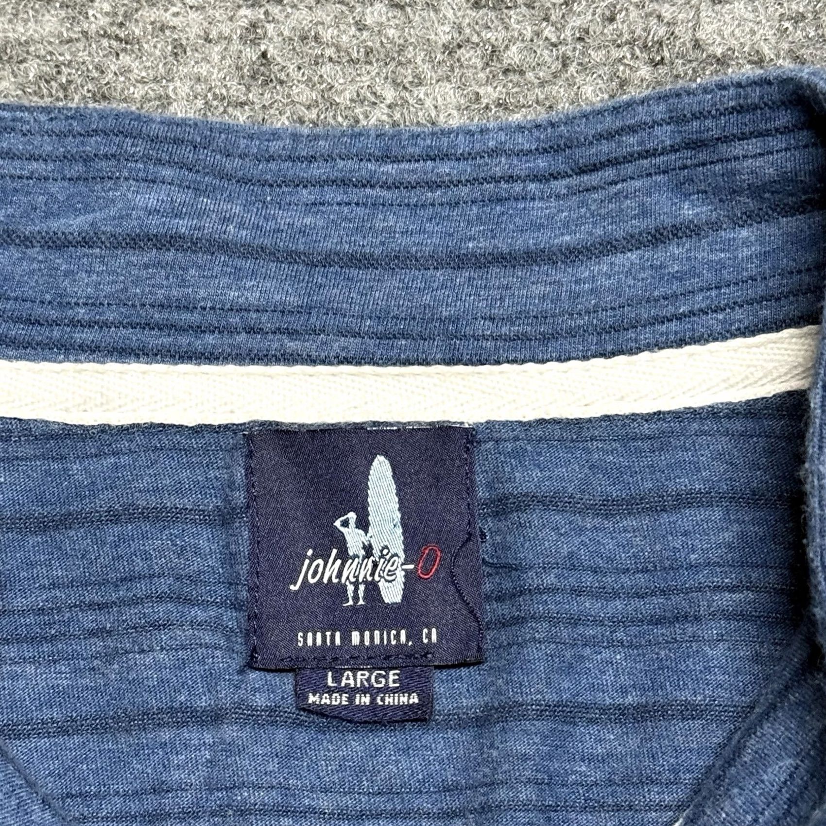 johnnie-O johnnie-O Shirt Mens Large Blue Striped Henley Long Sleeve Cotton Pullover Size US L / EU 52-54 / 3 - 4 Thumbnail