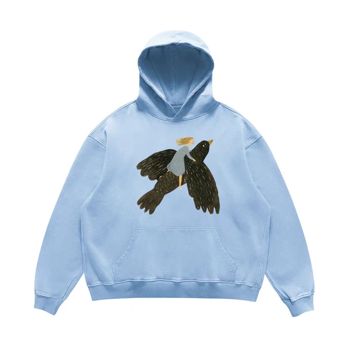 Designer × Japanese Brand Hip Hop Bird Riding Girl Print Casual Hooded Sweatshirt Size US M / EU 48-50 / 2 - 2 Thumbnail