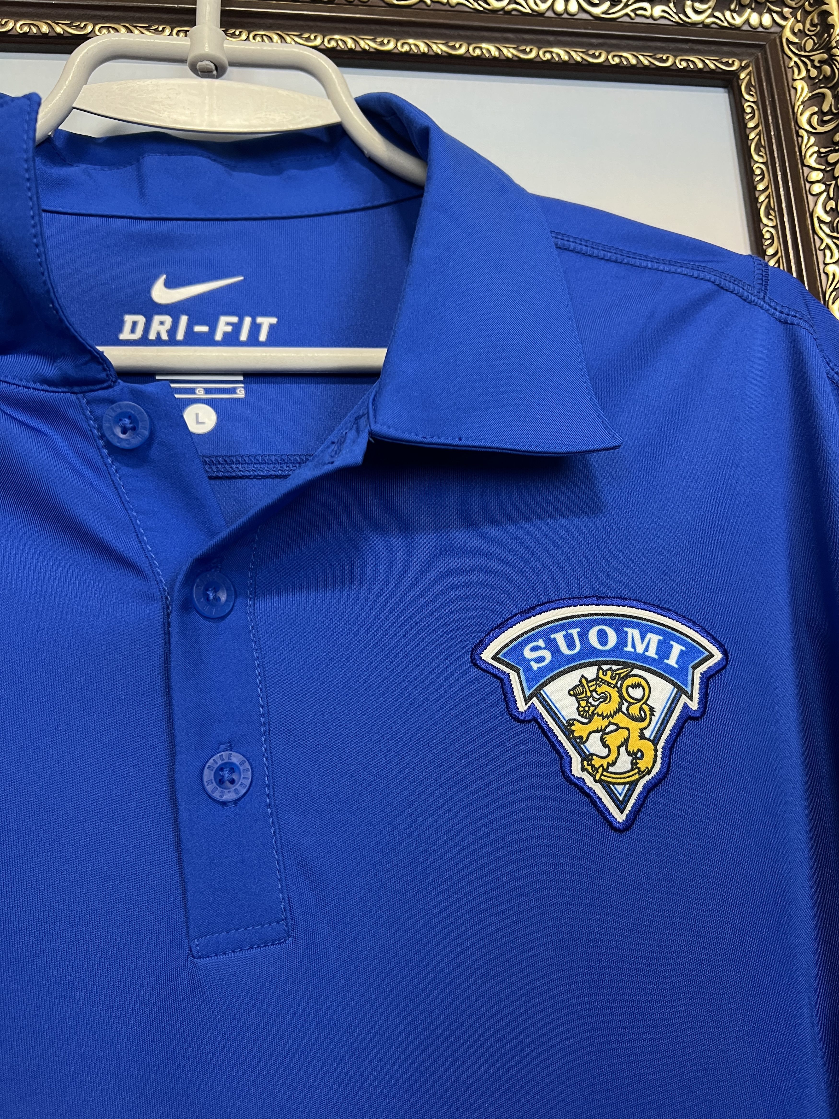 Nike Finland Ice Hockey National Team Polo Shirt Jersey Trikot Size US L / EU 52-54 / 3 - 5 Thumbnail