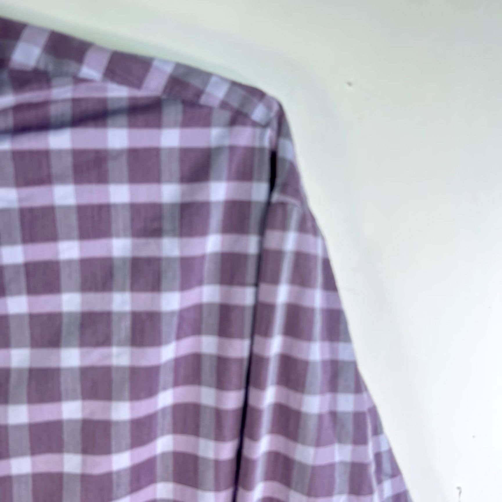 Van Heusen Van Heusen Plaid Button-Up Shirt 4XLT Purple Cotton Blend Stretch Mens Classic Long Sleeve Size US XXL / EU 58 / 5 - 2 Thumbnail