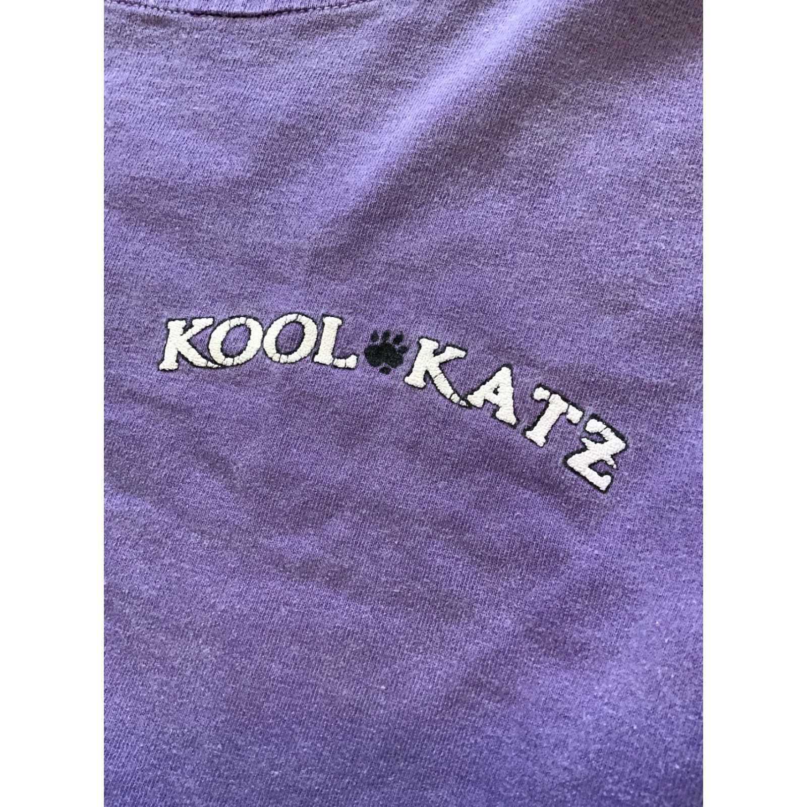 Vintage VINTAGE Kool Katz Purple Heavy Cotton Crewneck T-Shirt Sz. L Paw Puff Print 90s Made In USA Mens/Womens Size US L / EU 52-54 / 3 - 7 Thumbnail