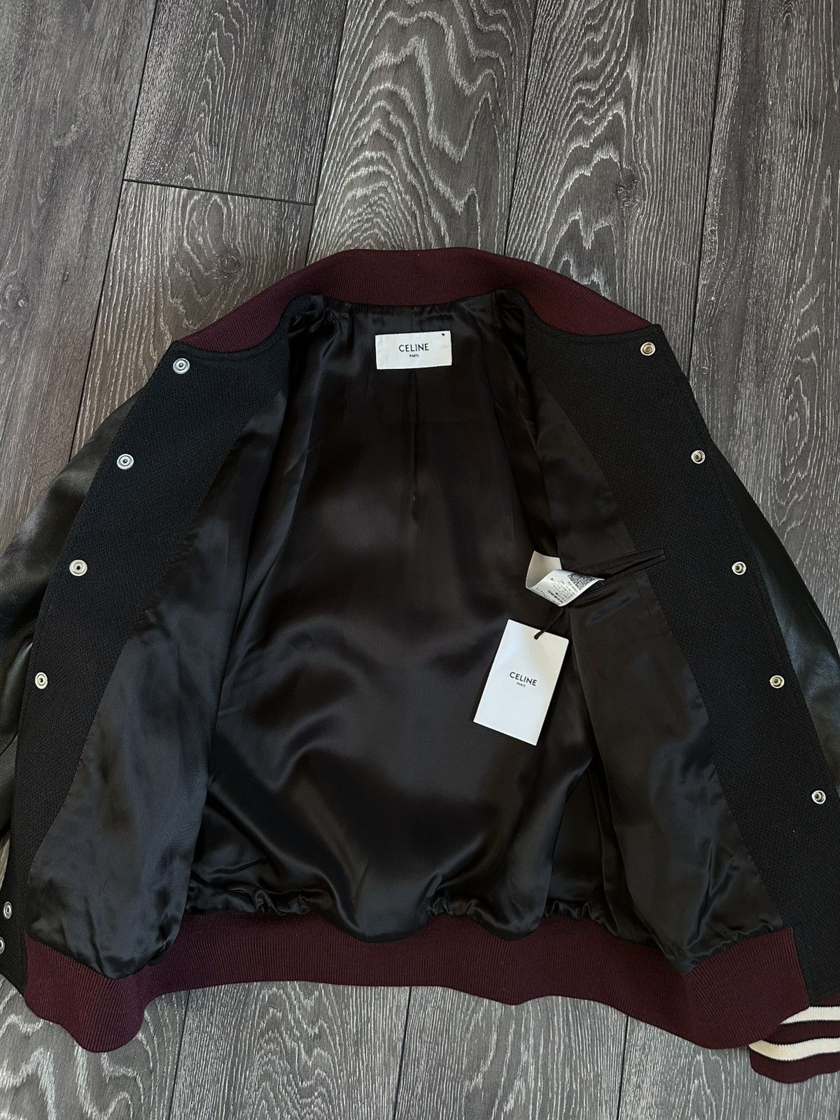 Celine celine c logo wool and leather classic teddy varsity jacket Size US M / EU 48-50 / 2 - 5 Thumbnail