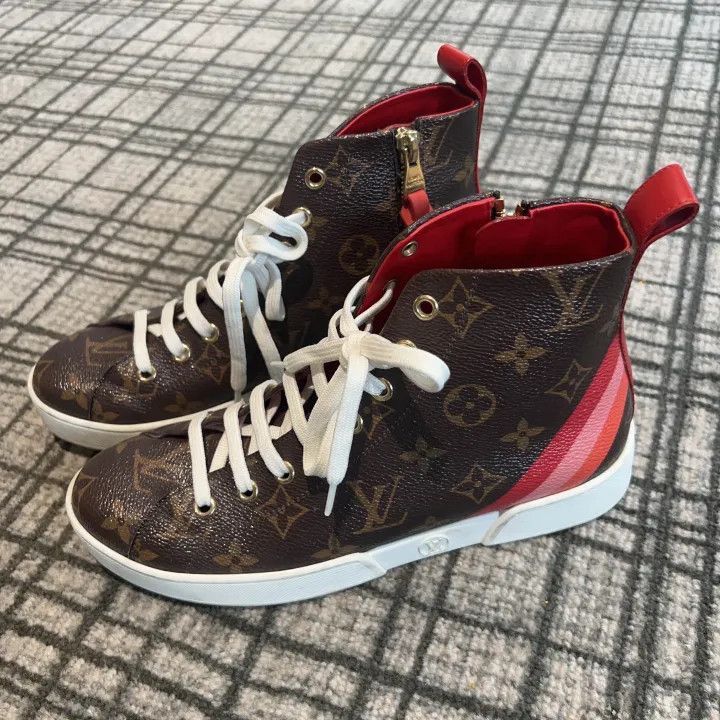 Louis Vuitton Louis Vuitton Classic Monogram High-Top Sneakers -2508 Size US 5.5 / EU 38 - 1 Thumbnail