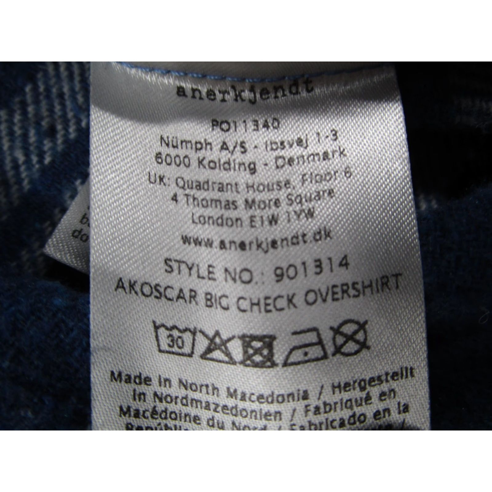 Anerkjendt Anerkjendt Shirt Mens Medium Blue White Big Check Plaid Overshirt Regular Fit Size US M / EU 48-50 / 2 - 6 Thumbnail