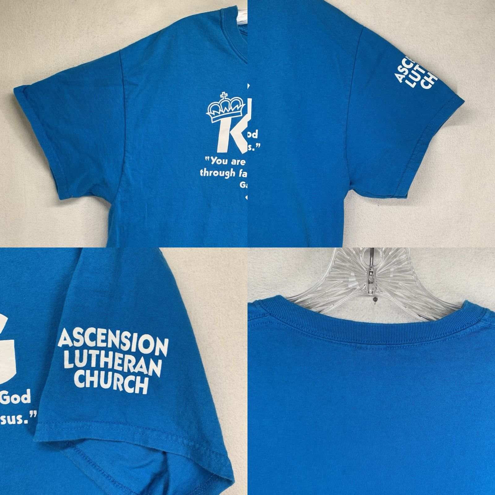 Gildan GILDAN Jesus T-Shirt Galatians 3:26 Graphic Print Blue Unisex Adult Large Size US L / EU 52-54 / 3 - 8 Thumbnail