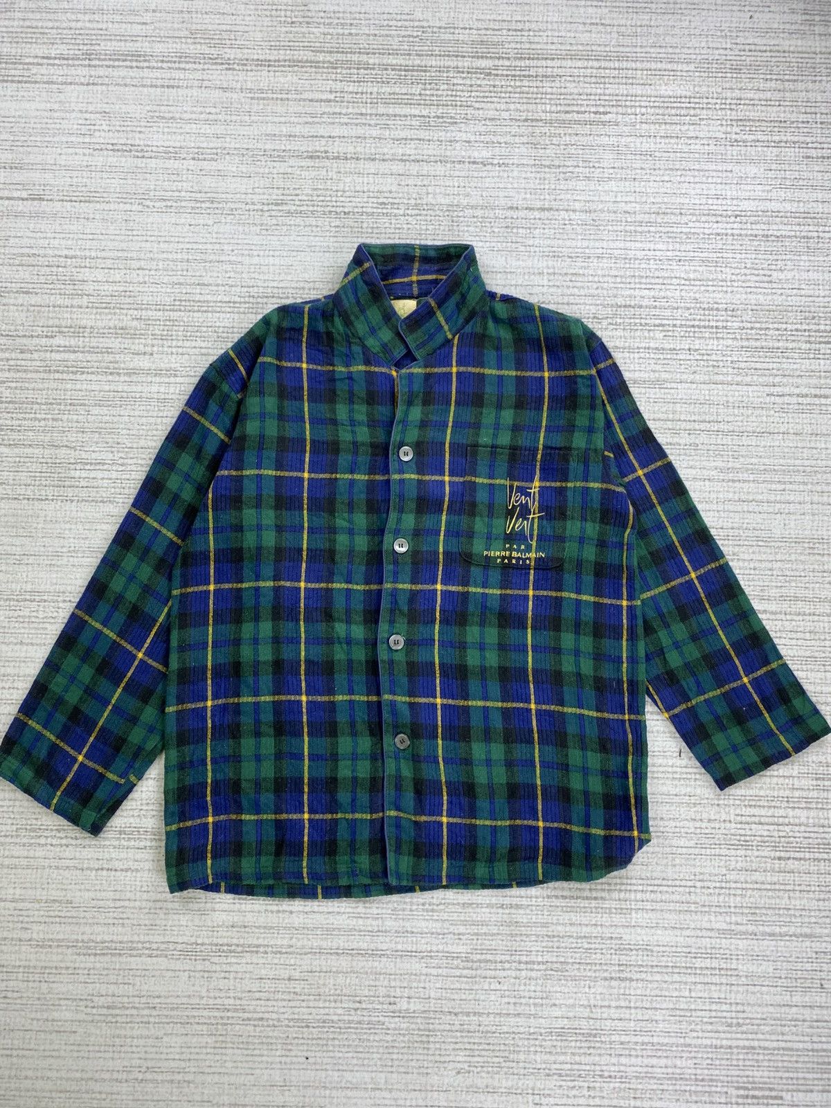 Pierre Balmain Vintage Pierre Balmain Vent Vert Paris Plaid Green Jacket Size US M / EU 48-50 / 2 - 1 Thumbnail