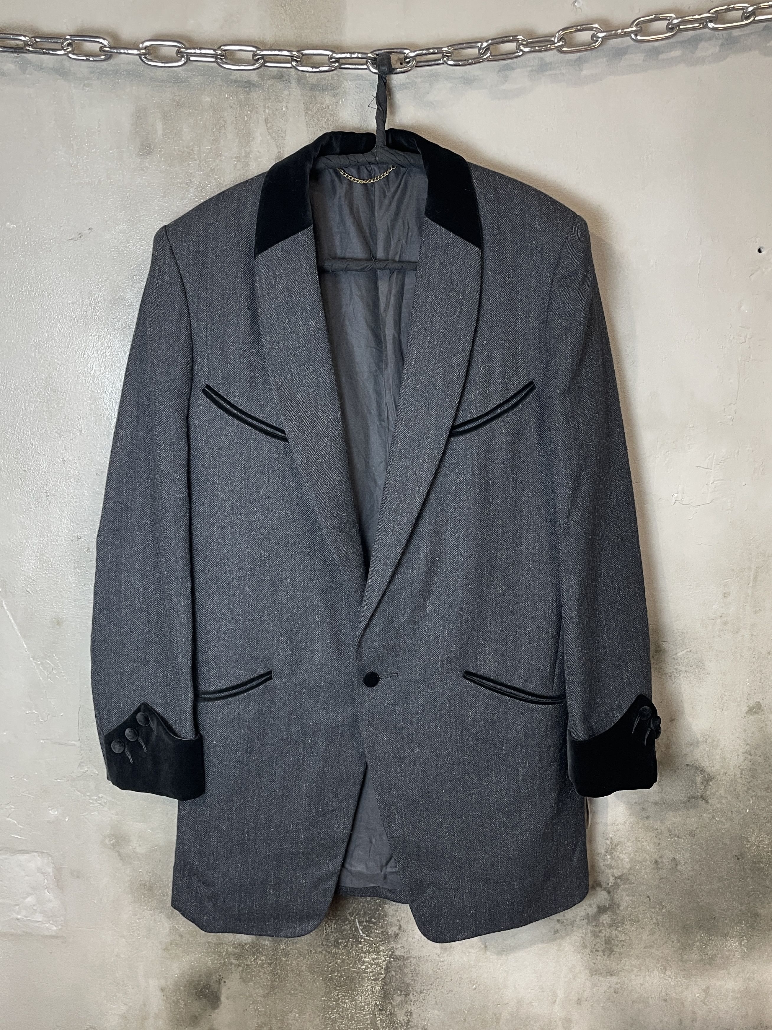 Unused UNUSED Velvet Trim Chesterfield Long Jacket Size US L / EU 52-54 / 3 - 1 Thumbnail