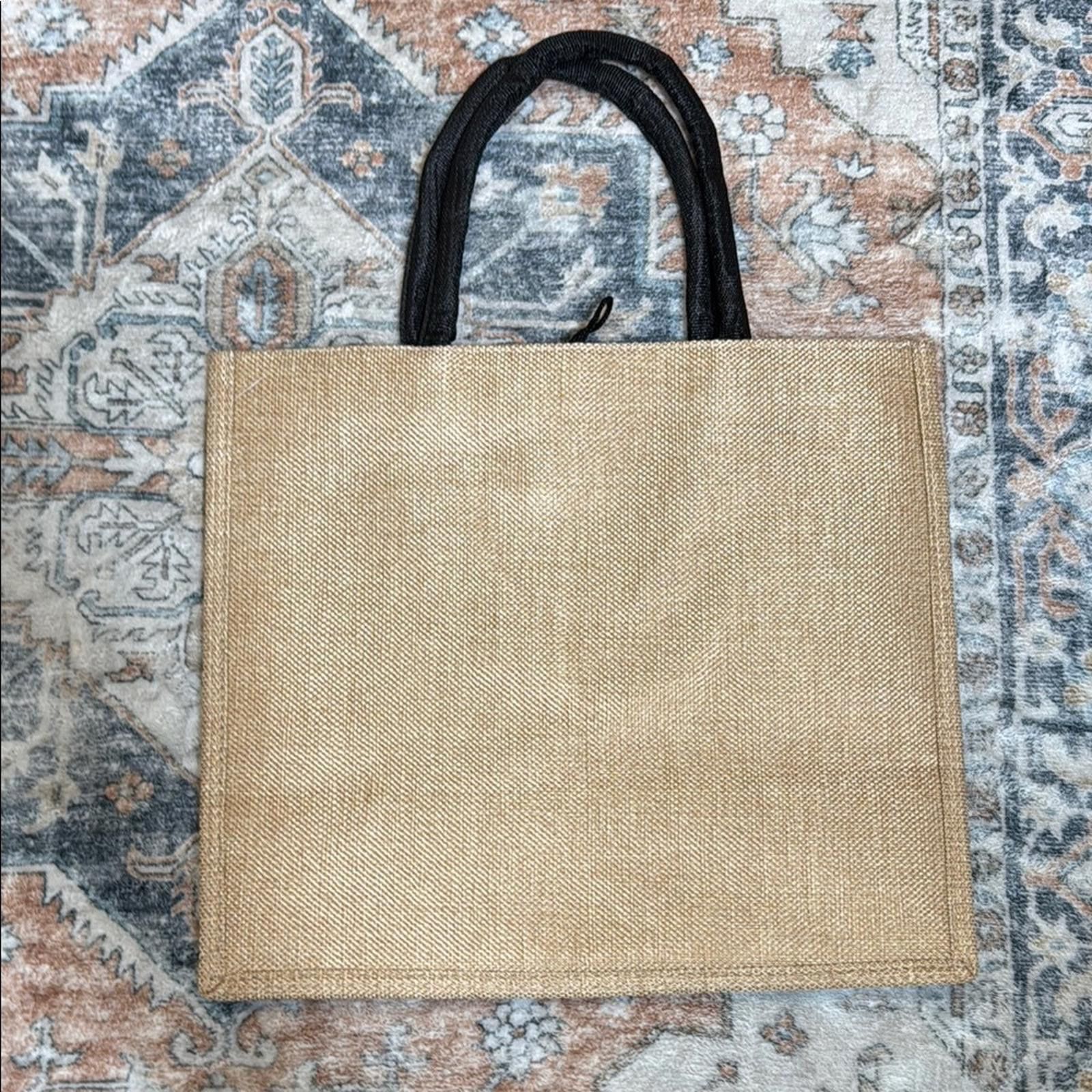 Designer Mama Jute Tote Bag - Tan and Black Size ONE SIZE - 3 Thumbnail