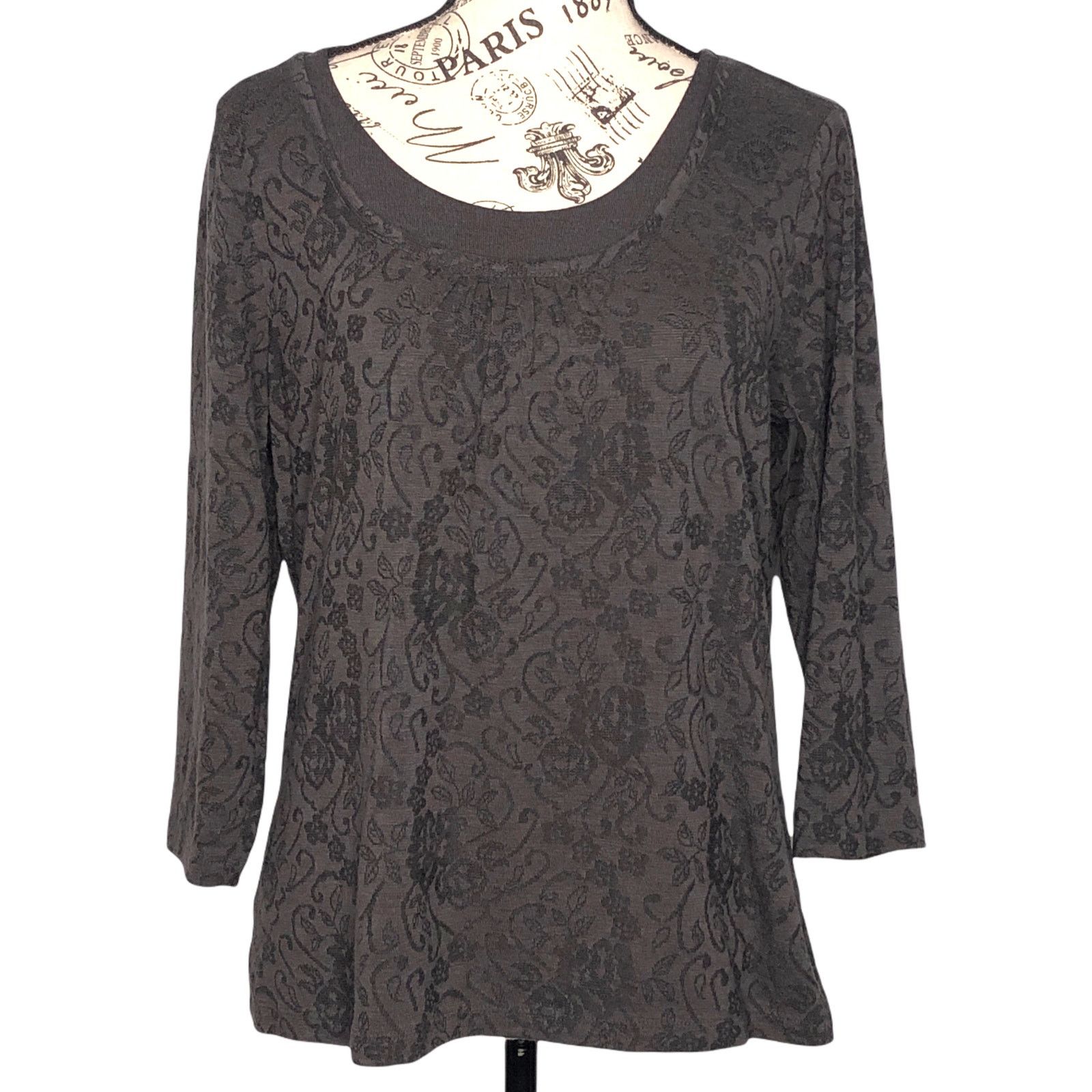 Coldwater Creek Floral Patterned Medium Weight 3/4 Sleeve Knit Top Size M / US 6-8 / IT 42-44 - 1 Thumbnail