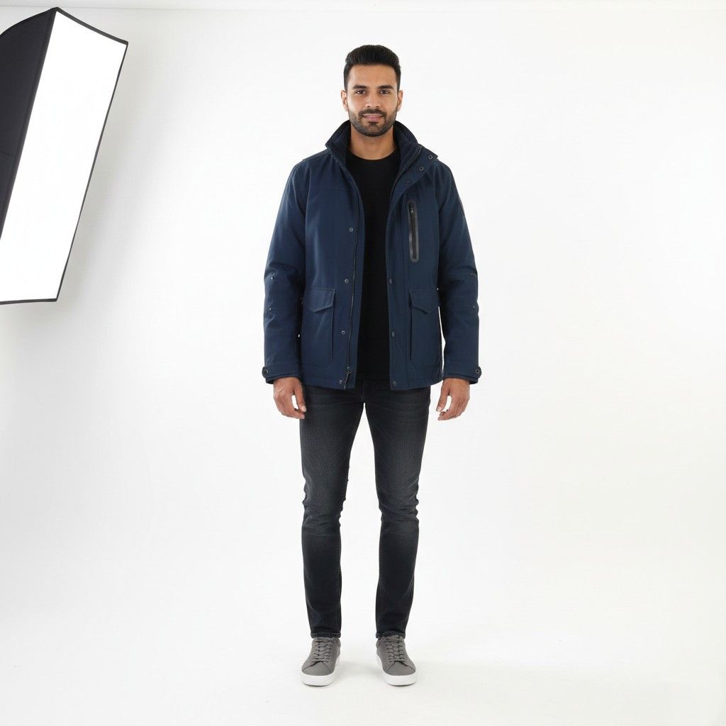 Vintage Blue Industry Men M Jacket Padded Navy Full Zipper 0870 Size US M / EU 48-50 / 2 - 1 Thumbnail