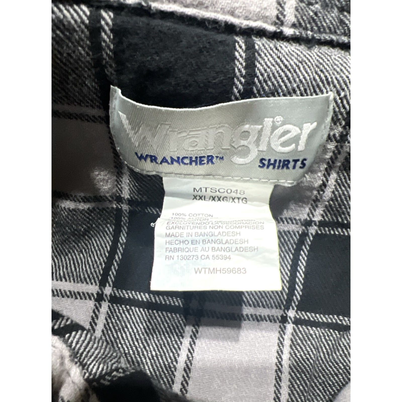 Wrangler VINTAGE Wrangler Shirt Mens 2XL Gray Black Plaid Pearl Snap Button Up Wrancher Size US XXL / EU 58 / 5 - 6 Thumbnail