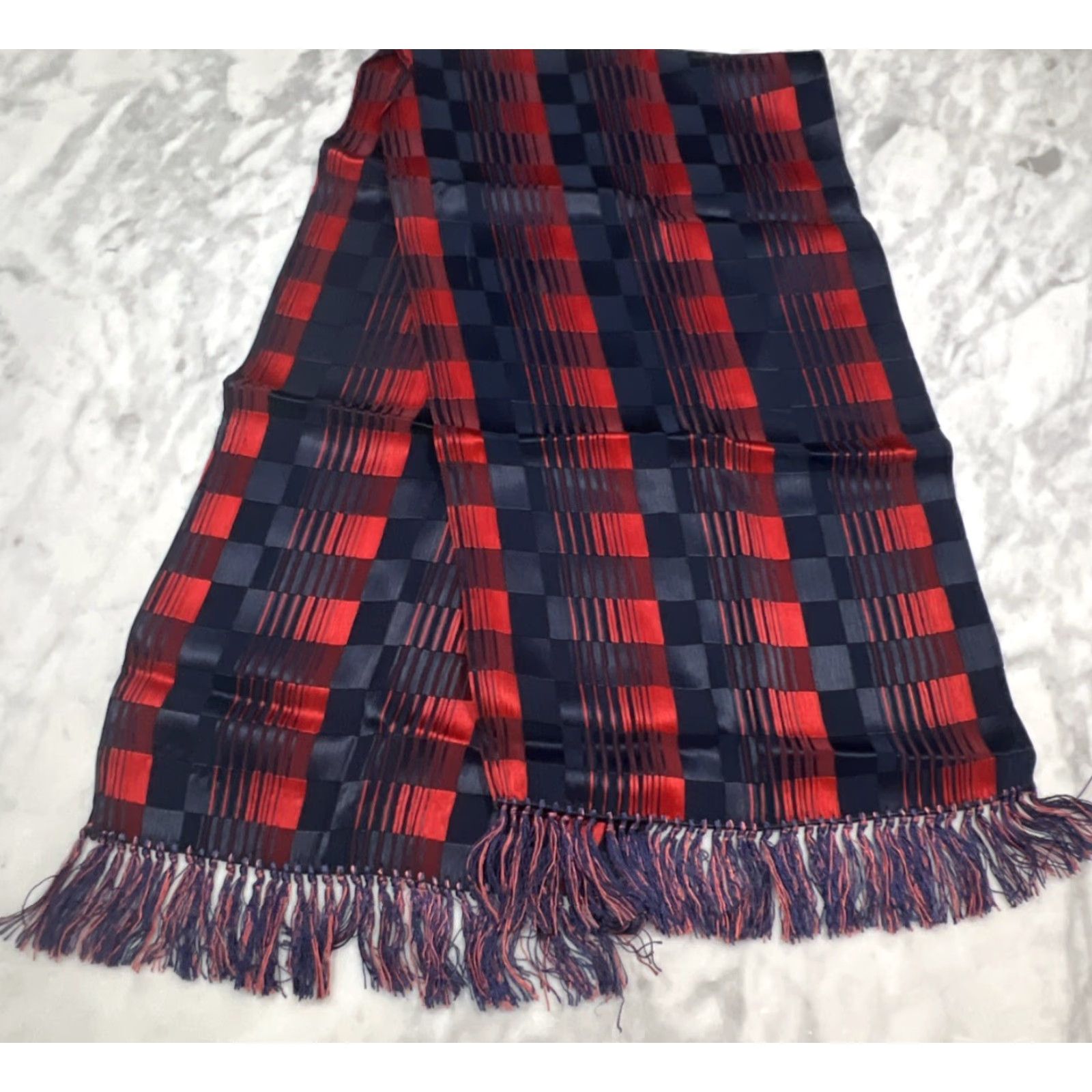 Vintage VINTAGE Silk Scarf Front Blue Red 12” x 48” Women Size ONE SIZE - 2 Thumbnail