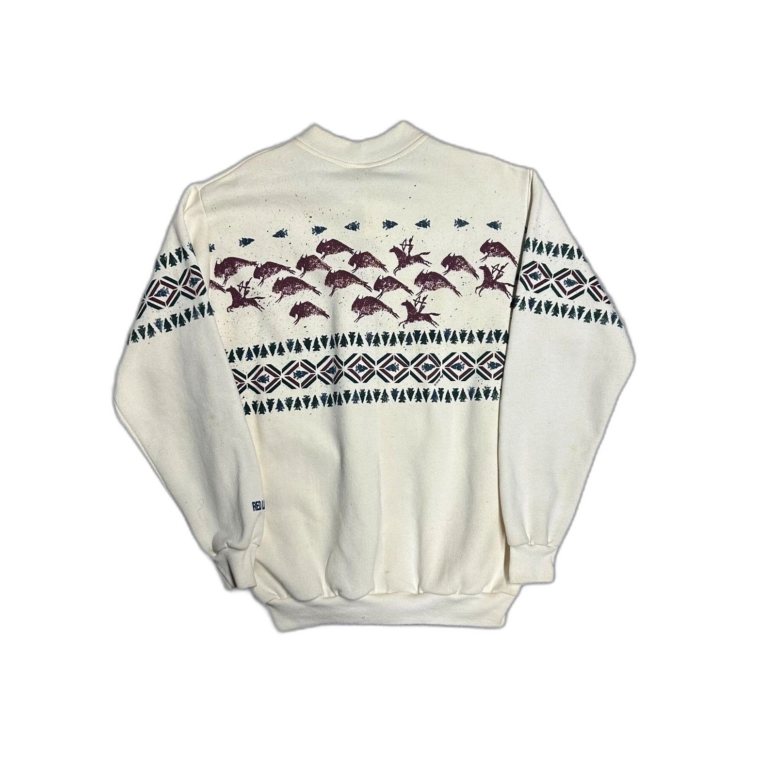 Vintage Vintage Native American 1/4 Button Sweatshirt White Men's La Size US L / EU 52-54 / 3 - 4 Thumbnail