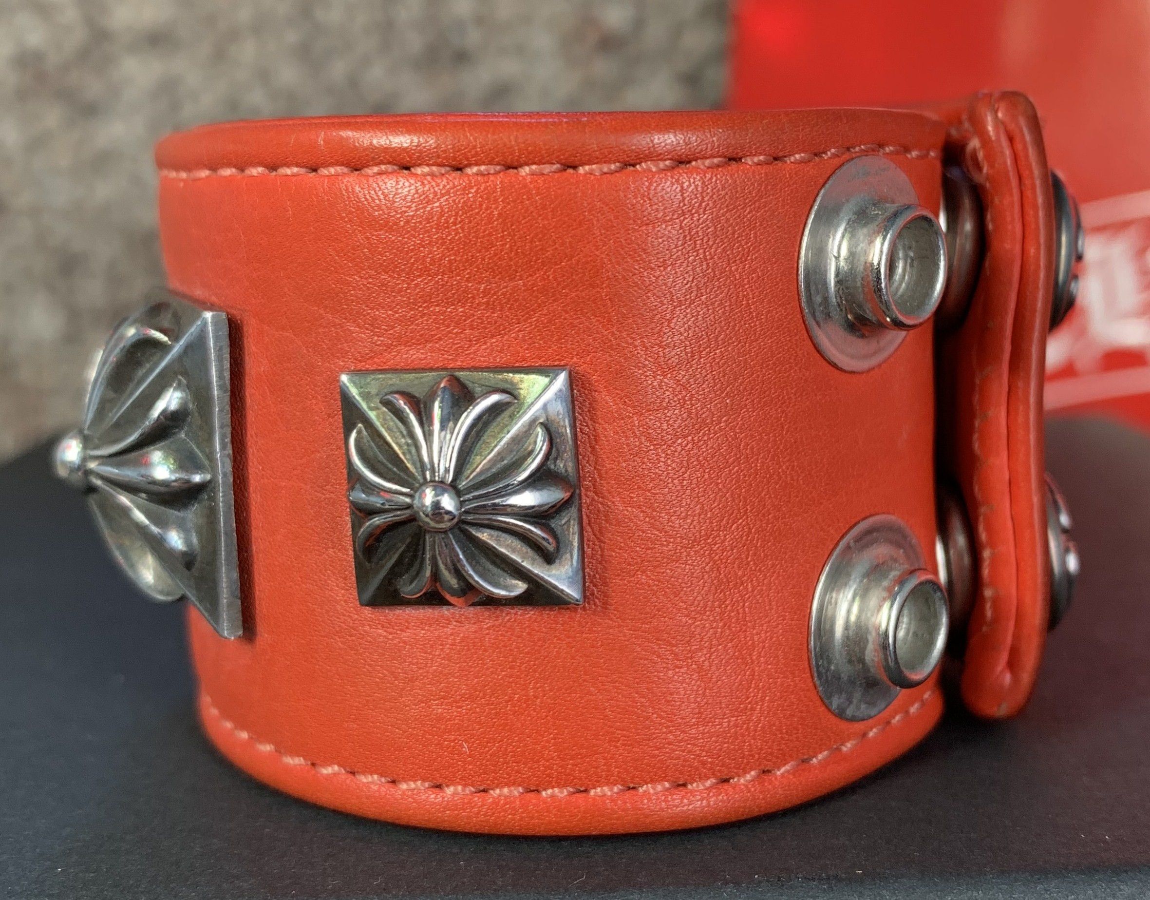 Chrome Hearts Chrome Hearts Studded Leather Silver Snap Bracelet Size ONE SIZE - 4 Thumbnail