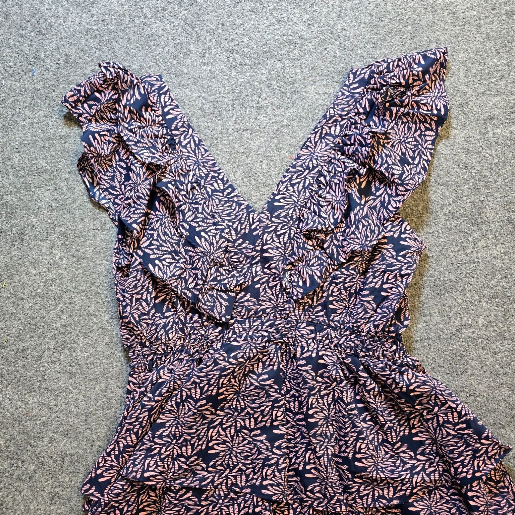 Vintage Coolibar Dress Womens XL Blue Floral South Cove Ruffle Dress Casual Sundress Size XL / US 12-14 / IT 48-50 - 2 Thumbnail