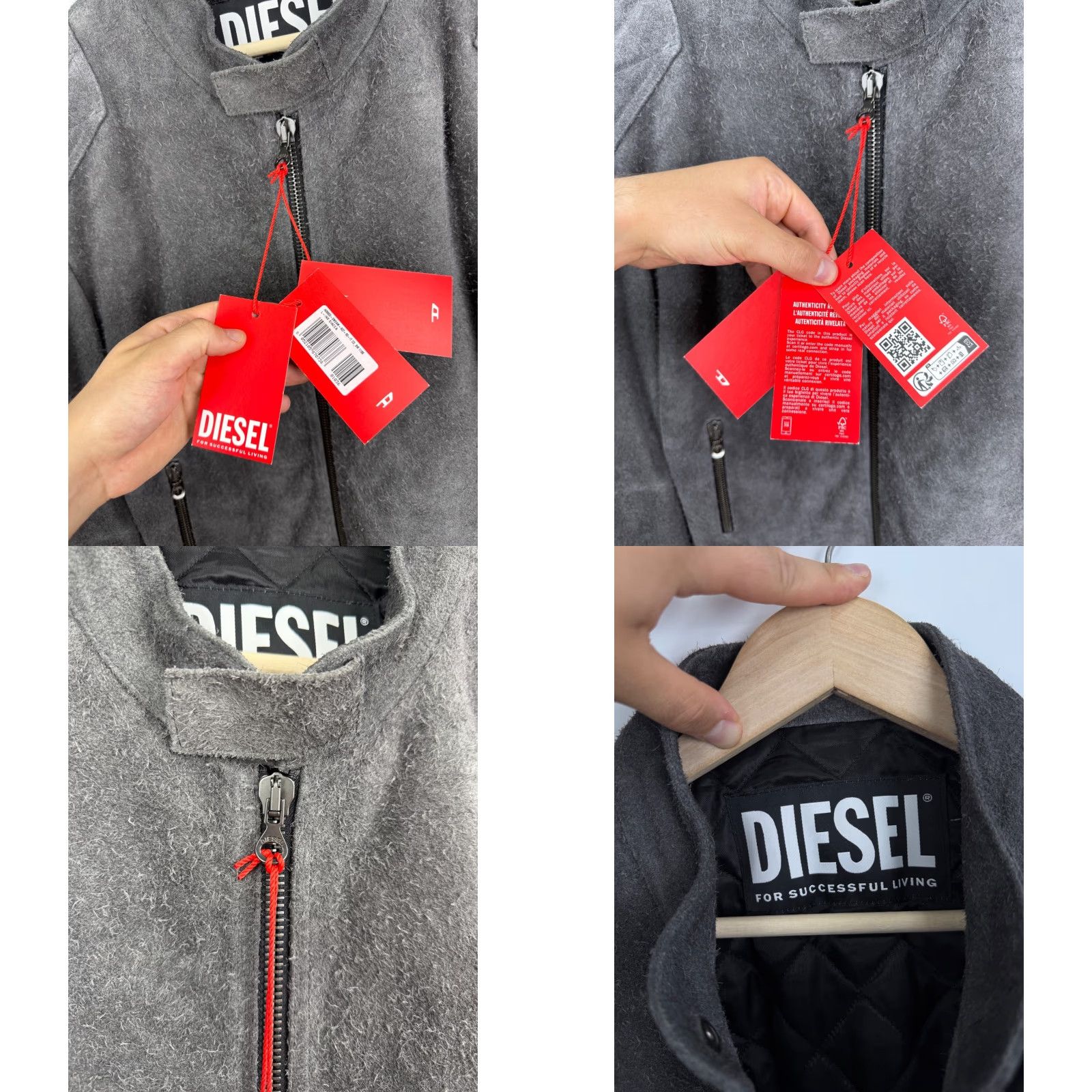 Diesel Diesel Leather Bike Jacket Men's Regular Size 50 Gray Suede Cowhide Made in Italy 50 Biker Size US M / EU 48-50 / 2 - 9 Thumbnail