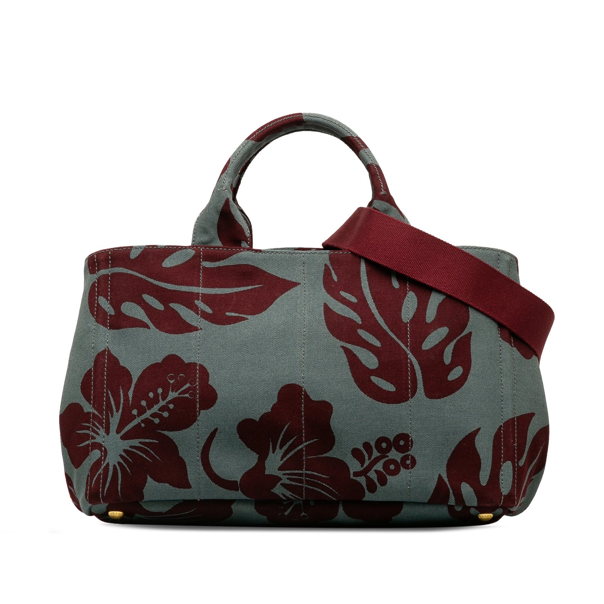 image of Prada Printed Canapa Satchel in Grey, Women's