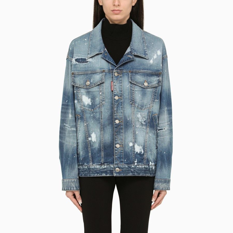 image of Dsquared2 O1D2Blof01223 Denim Jacket In Blue, Women's (Size Medium)