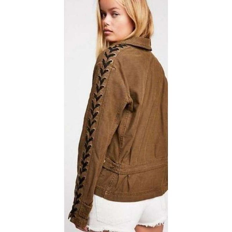 Free People New Free People Faye Military Jacket Retail $168 Small Moss Size S / US 4 / IT 40 - 2 Thumbnail