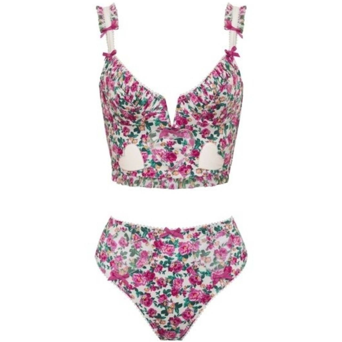 image of For Love Lemons For Love & Lemonsxvictoria's Secret Bustier+Panty Set, Xxs in Pink, Women's (Size 2